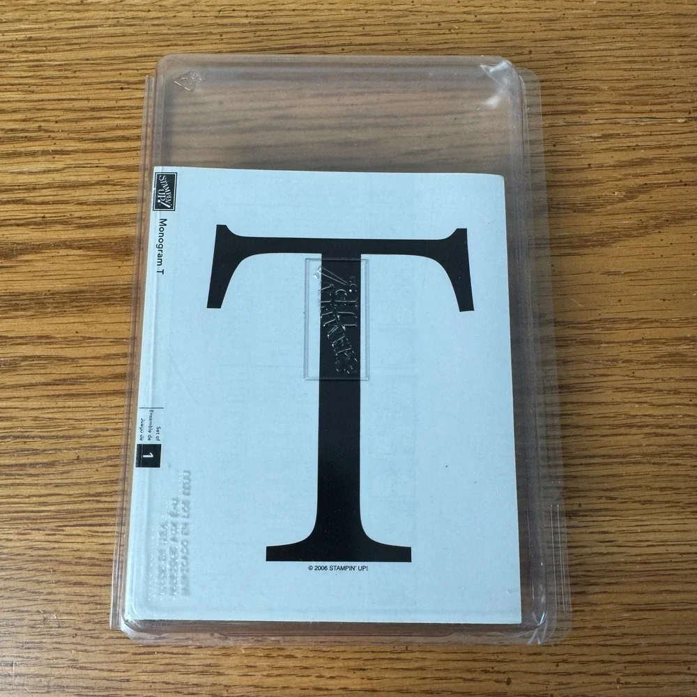 Stampin Up Monogram T Wood Mounted Rubber Stamp Set of 1 Vintage 2006 Letter T
